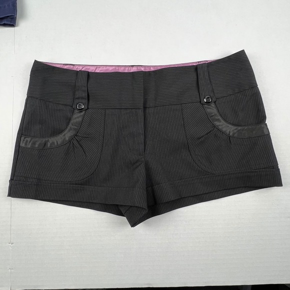 Pants - CHARLOTTE RUSSE Pinstripe Cuffed Shorts Womens 10 Y2K Office Siren Coquette